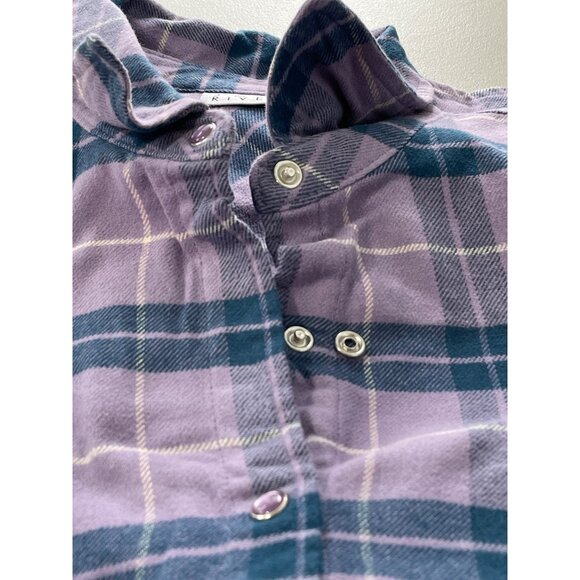 Joan Rivers Regular Cotton Plaid Flannel Snap Front Shirt Sz Medium Dusty Purple - Picture 7 of 8